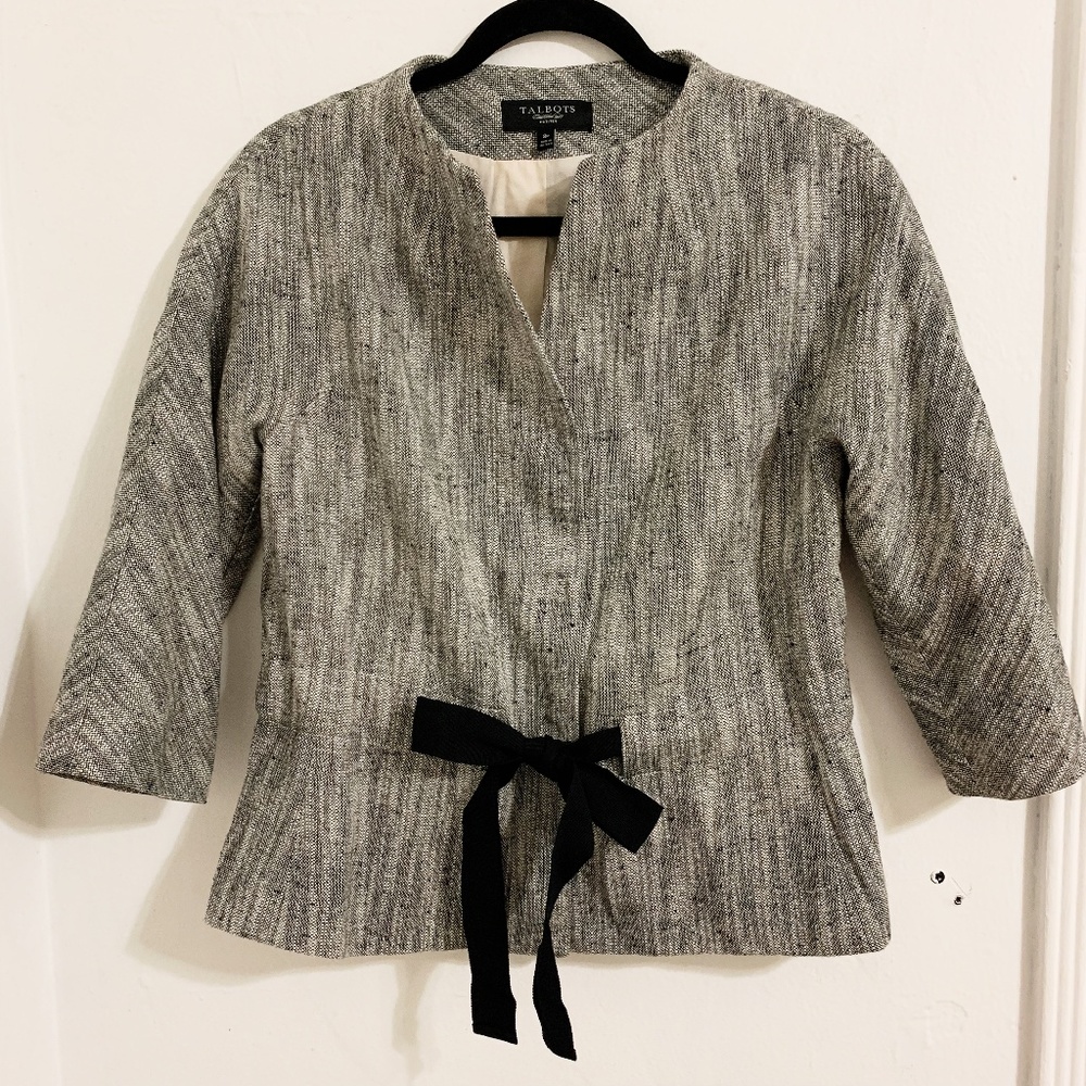 TALBOTS Petites Bow Hidden Button Blazer